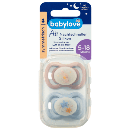 Sucette babylove Air Nuit symétrique, rose/bleu, 5-18