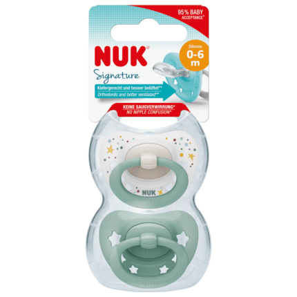 Sucette en silicone NUK Signature, verte, 0-6 mois, 2 pièces