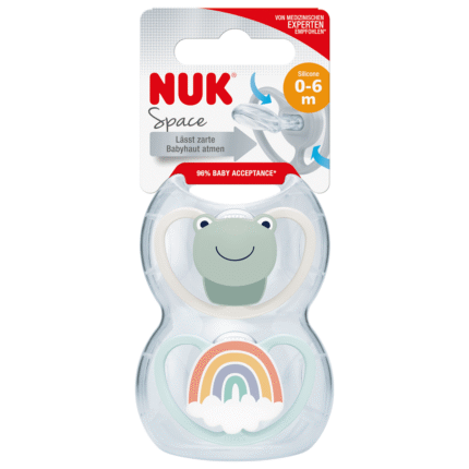 Sucette en silicone NUK Space, beige/bleue, 0-6 mois, 2 pièces