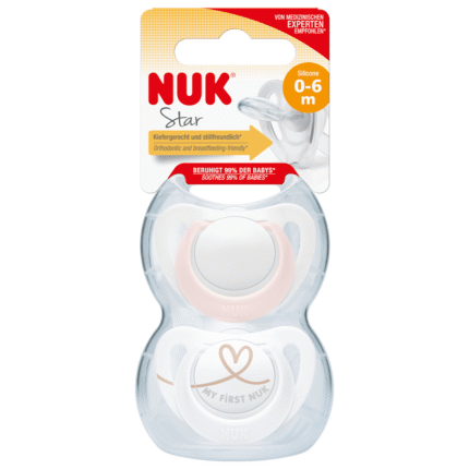 Sucette NUK Star Silicone, rose/blanc, taille 1, 0-6 ans