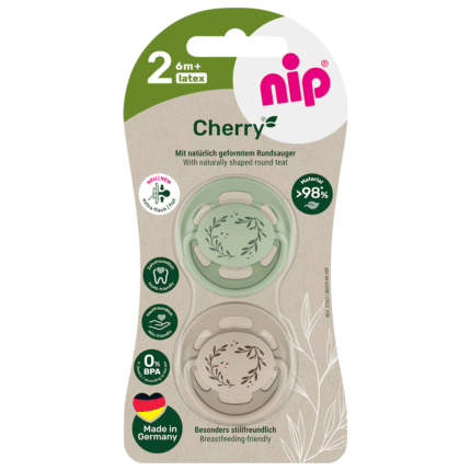 Sucette Nip Cerise vert/marron, taille 2, à partir de 6 mois, 2 pièces