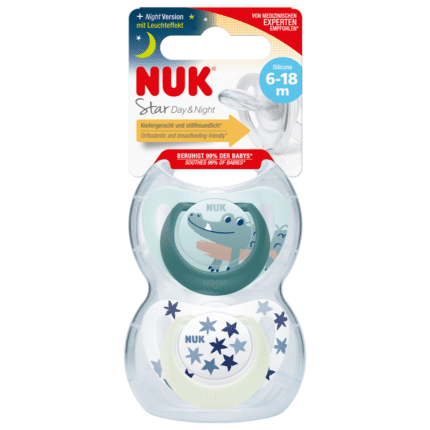 Sucettes en silicone NUK Star Jour & Nuit, vert/bleu,