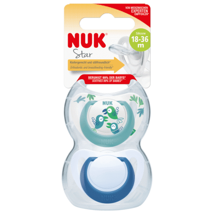 Sucette en silicone NUK Star, turquoise/bleu, taille 3, 18-36..., 2 pièces