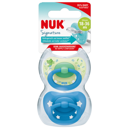 Sucettes en silicone NUK Signature, vert/bleu, âges 18+, 2 pièces