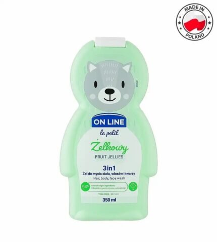Shampoing Bébé + Gel Douche + Nettoyant Visage 3 en 1 Parfum Gelées de Fruits – 350ml